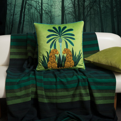 Housse de coussin décoratif Tropical Tigers 18 po x 18 po