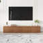 Meuble télé 78,74 po, texture bois naturel, console multimédia avec 4 tiroirs