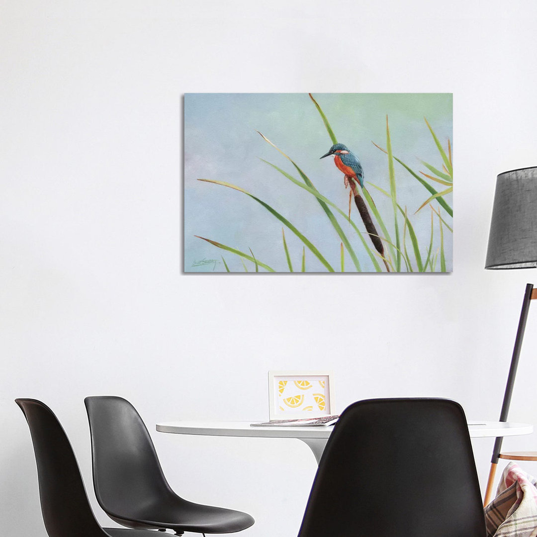 Kingfisher Perched Among The Reeds by David Stribbling - Wrapped Canvas Gallery-Wrapped Canvas Giclée