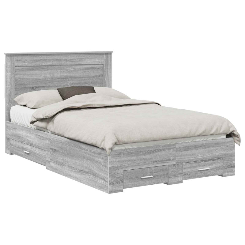 Bed, European Double (140 x 200 cm), Grey Sonoma