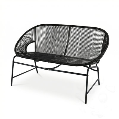 Patio Wicker Sofa With Iron Frame