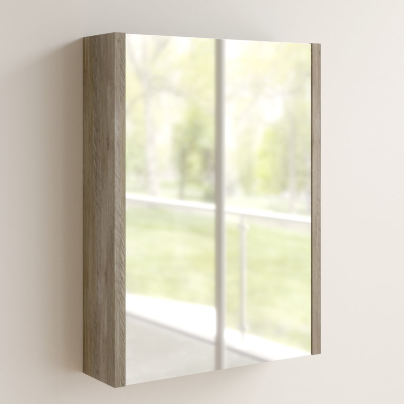 Walker Surface Framed Mirrored Bathroom Cabinets with Mirror and 3, Light Sawn Oak