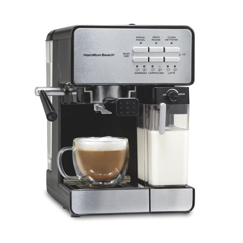 Hamilton Beach Slide & Lock Espresso Maker With Automatic Milk Reservoir