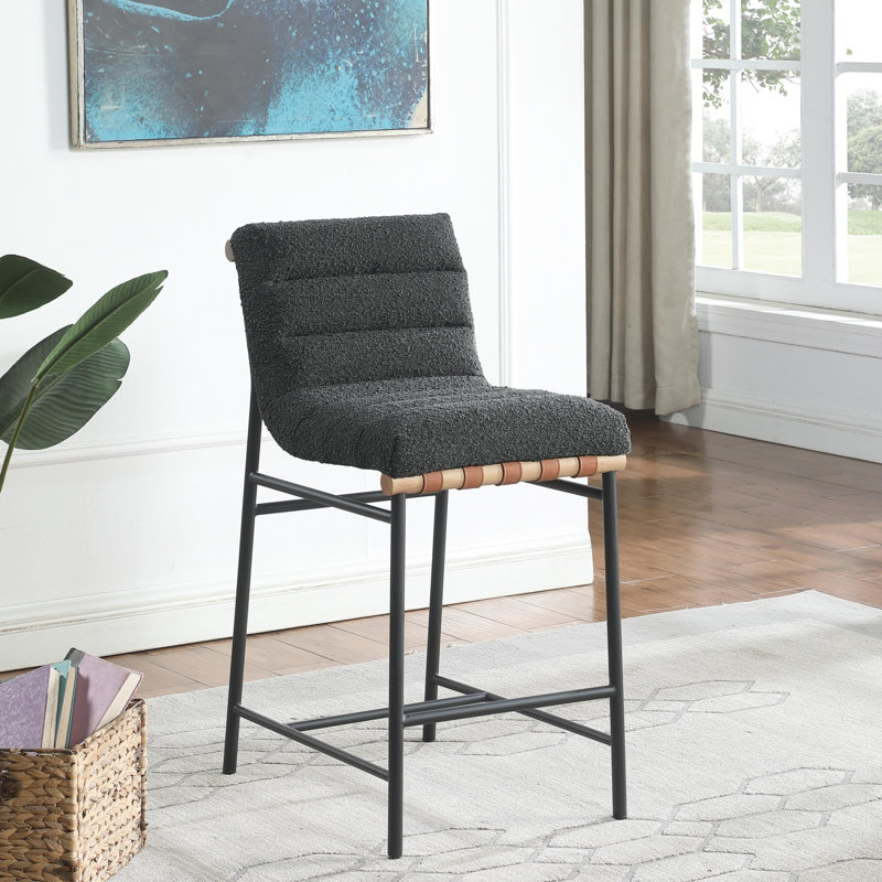 Chaise à hauteur de comptoir en tissu H 17,75 po Marlet, Gris foncé