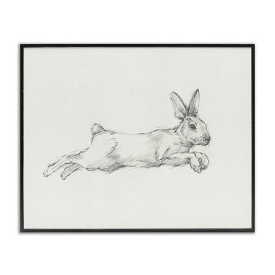 Jumping Rabbit Sketch Framed Giclee Art by Ethan Harper