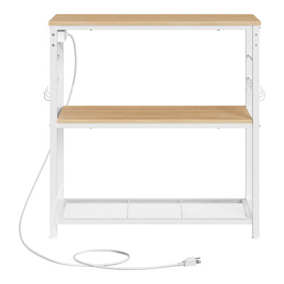 32"W Kitchen Island With Power Strip, Microwave Oven Stand, Kitchen Shelf, Baker's Rack With 3 Open Shelves