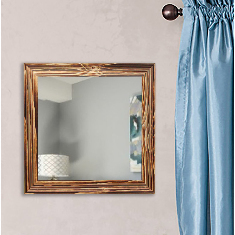 Aybar Solid Wood Flat Wall Mirror, 39.5" H x 39.5" W, Burnt Natural