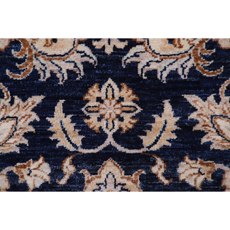 Tapis beige / bleu noué à la main de haute qualité