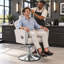 Fauteuil de salon pour coiffeur, fauteuil de coiffeur pour salon de coiffure avec pompe hydraulique professionnelle - blanc / argent-108808825-129176279