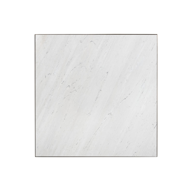 White Marble and Bronze Square Coffee Table