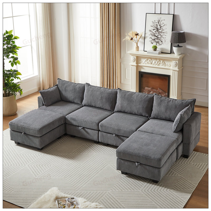 Canapé modulaire 113,5 po Sectiona, Gris foncé