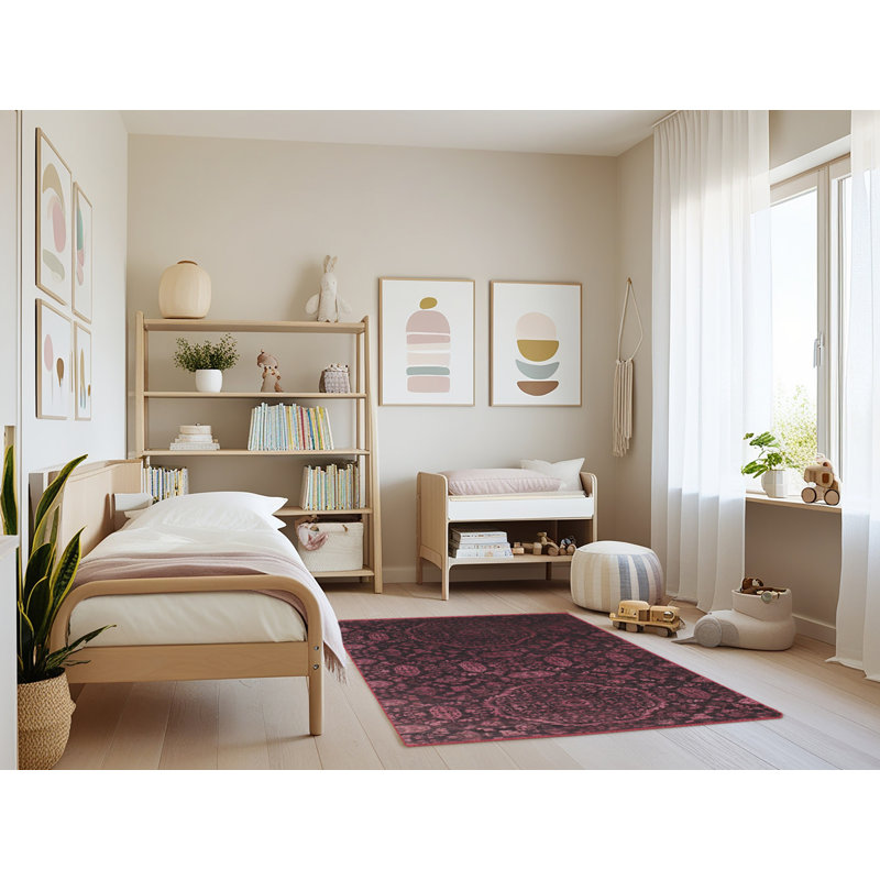 Tapis de zone mauve foncé contemporain, Rectangle 4 pi x 6 pi