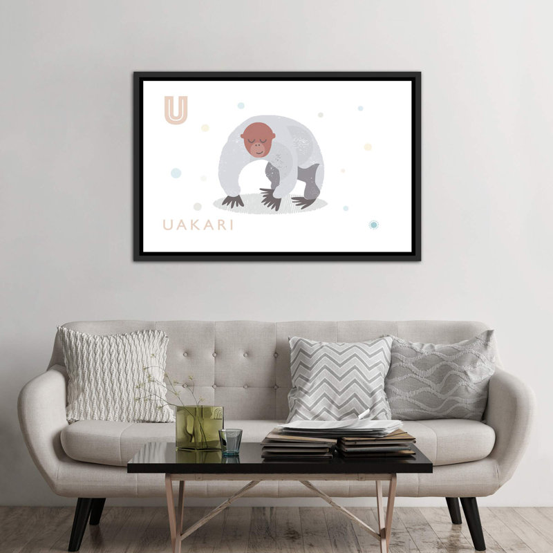 Uakari - imprimé, H 40 po x l 60 po x 1,5 po, Toile avec cadre noir patiné, Pas de tapis
