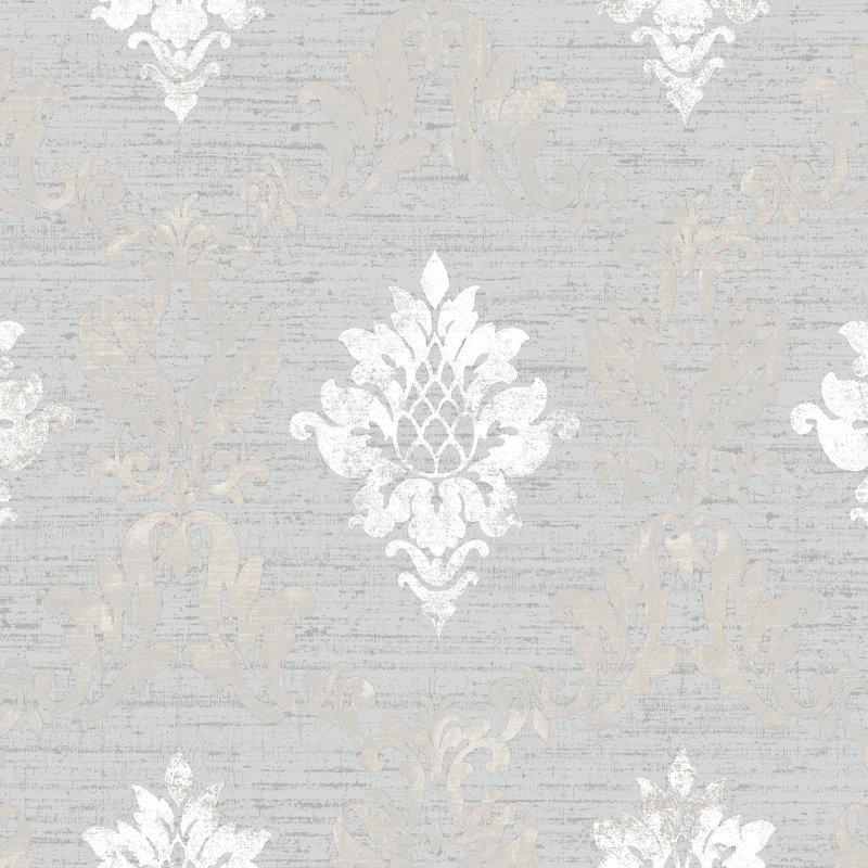 Damas en soie, Gris/argent