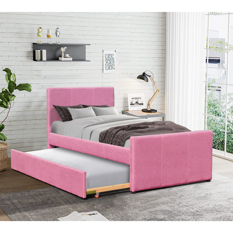 Londrigan Upholstered Daybed with Trundle, Pink