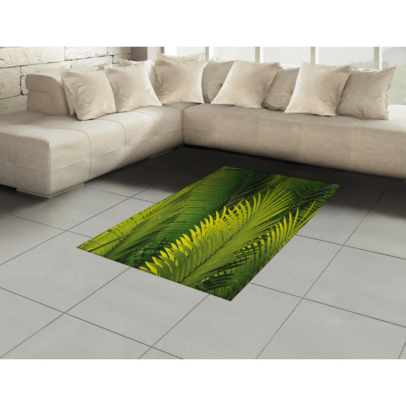 Tapis décoratif à fibres longues haute densité en polyester et coton de style naturel, Rectangle— 4 pi x 5 pi 8 po
