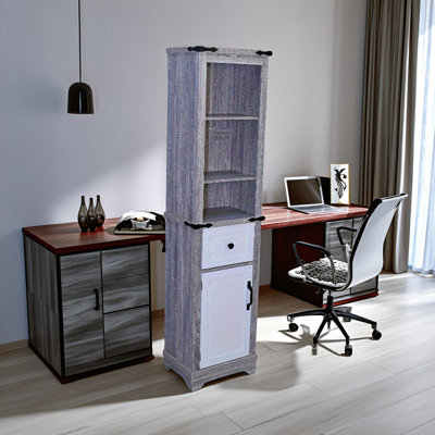 Armoire étroite, armoire de rangement de salle de bain, armoire de rangement de style campagnard avec tablettes réglables et tiroir de rangement
