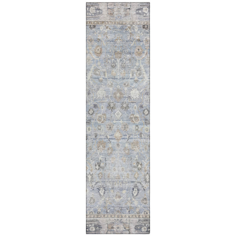 Machine Washable Indoor/Outdoor Xhevrie Sky Rug, Runner 2'3" x 7'6"
