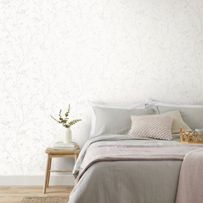 Cosima White Sprig Wallpaper