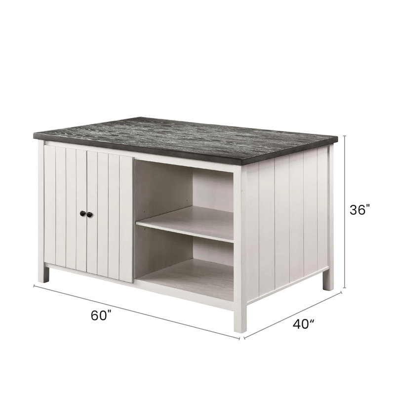 5 comptoirs de style transitionnel, tabourets gris foncé, table, pieds inclinés, tablettes de rangement ouvertes