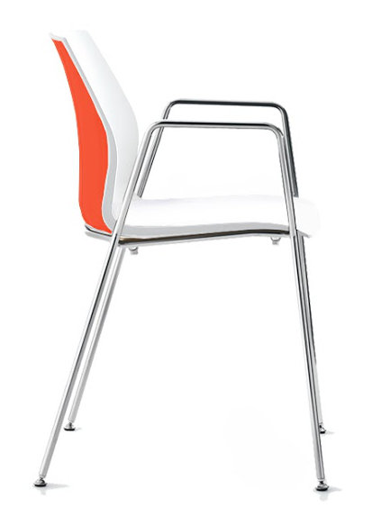 Chaise d'invité à 4 pieds Vortex, Orange / Blanc