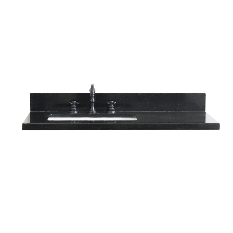 Plateau de meuble-lavabo simple 37 po avec lavabo, Gauche, Noir galaxie