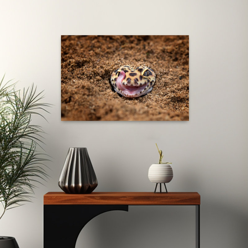 Leopard Gecko Licks Eye Abstract Contemporary Lizard Landscape Nature Wall Art Print by Fauzan Maududdin - Print