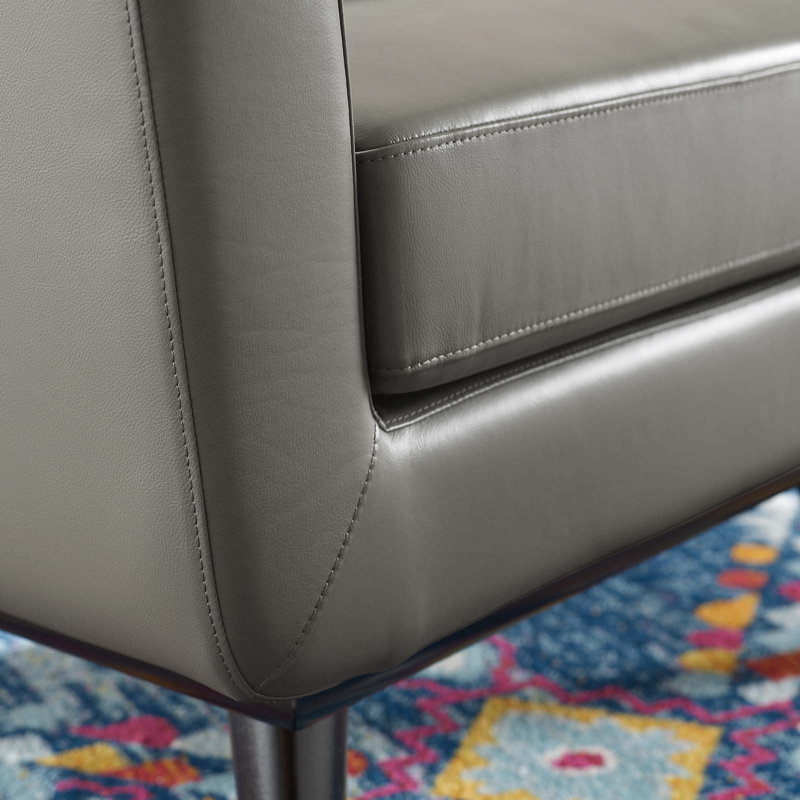 Fauteuil de salon Carson Carrington, Cuir véritable gris, Noir