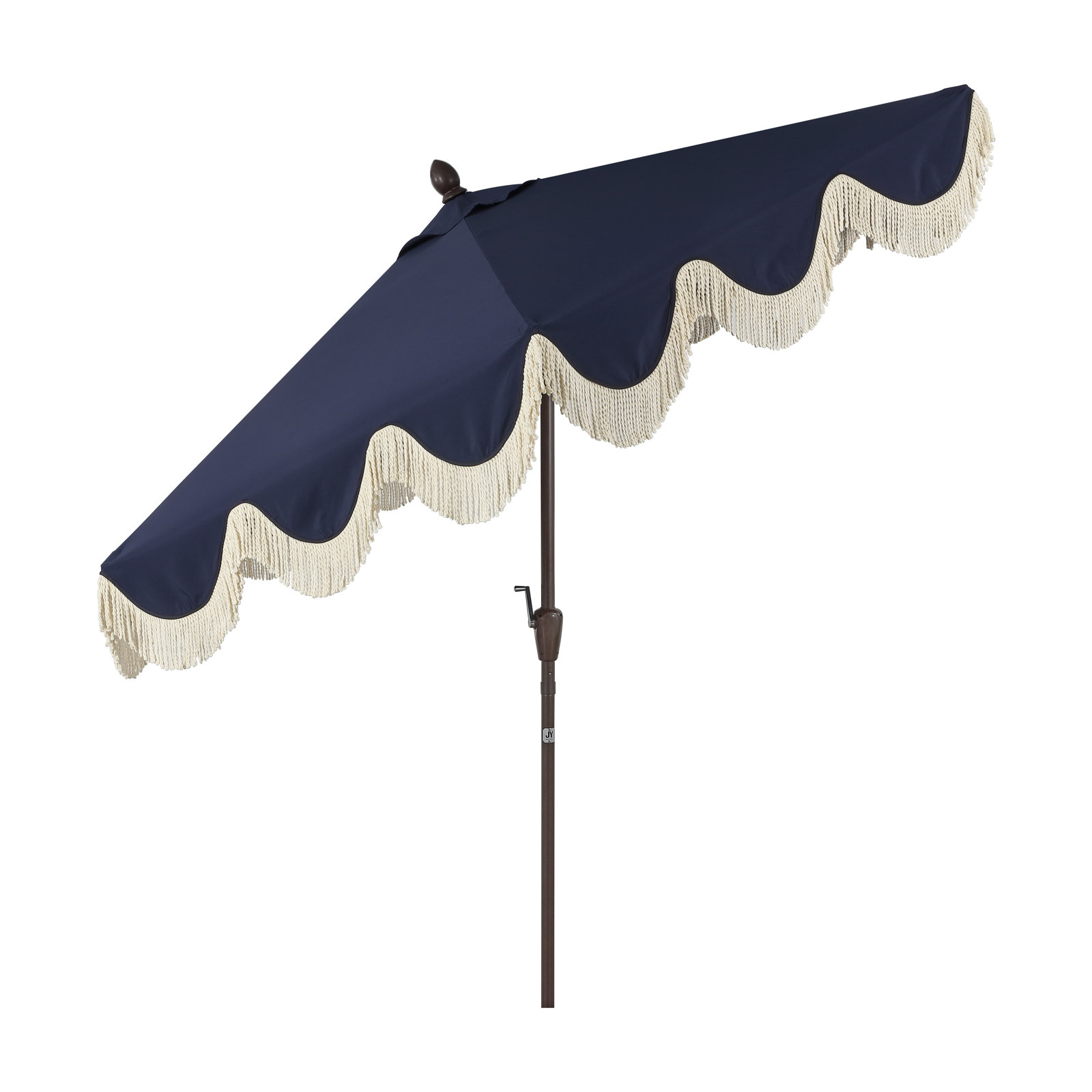 Teretha 9' Market Umbrella, Navy/White, Dark Brown