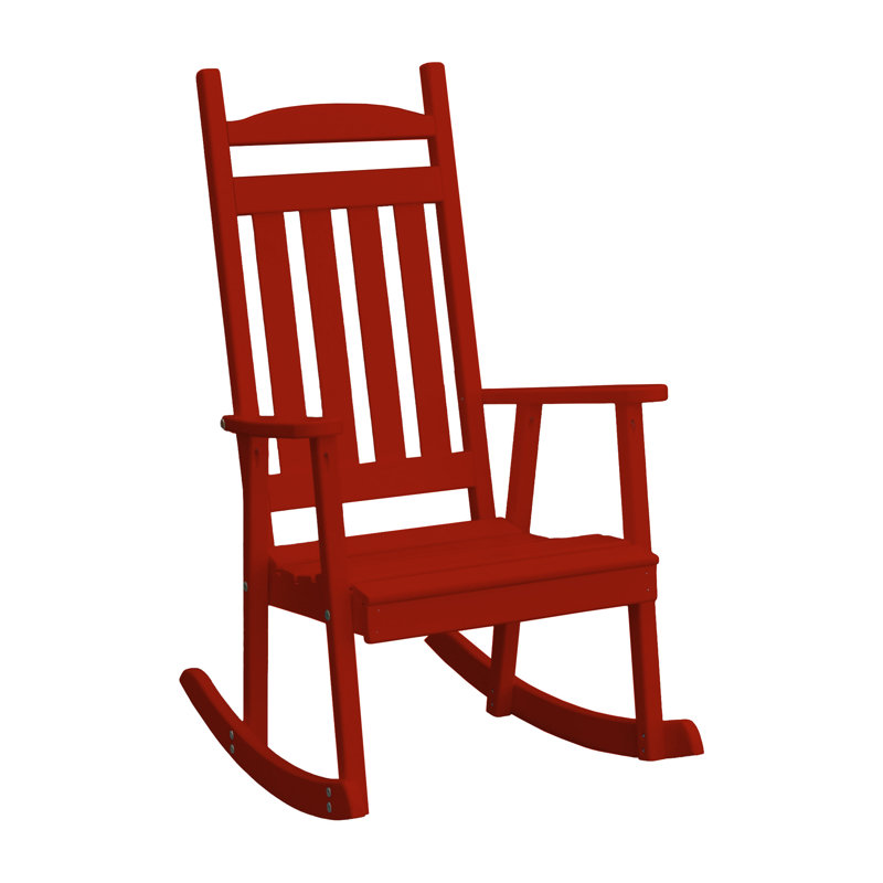 Chaise berçante en bois massif Beda Classic, Rouge