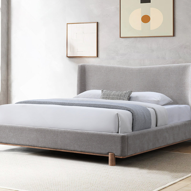 Gray Chenille Queen Bed, Queen