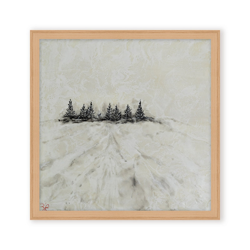 Nature Inspired "Frosted Horizon" Canvas Wall Art By , 12" H x 12" W, Framed Print, Black