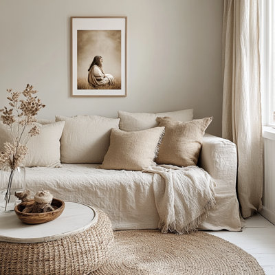 Housse pour canapé modulaire 100% lin - avoine beige, 108 po x 136 po, fabriquée à la main au Canada