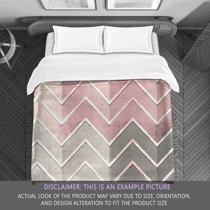 Chevron Comforter, Queen Comforter, Pink/Silver