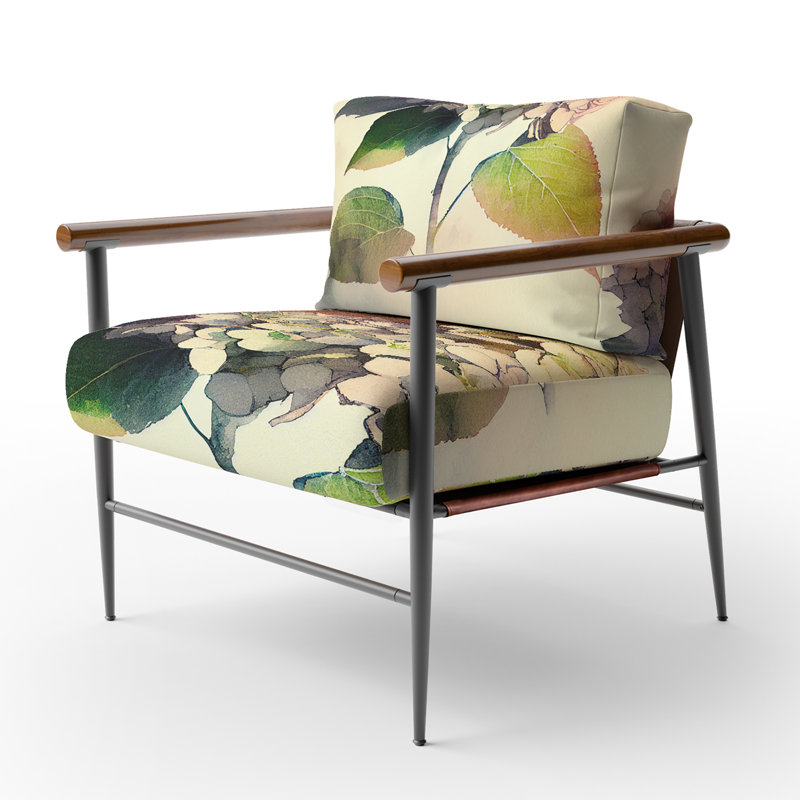 Cropper - Fauteuil rembourré à motif floral, Noir, noir, noir, noir