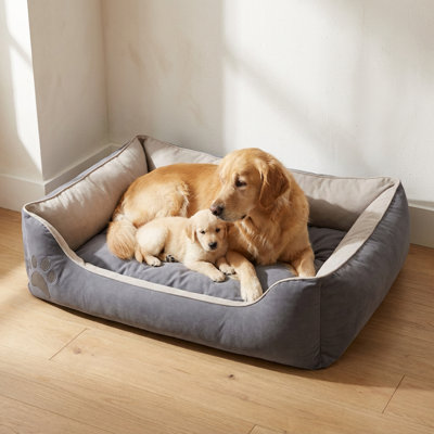 Lit pour chien avec traversin deux tons gris / gris clair Pawsome