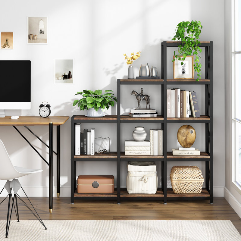 Haariys Unfinished Step Bookcase, Brown/Black