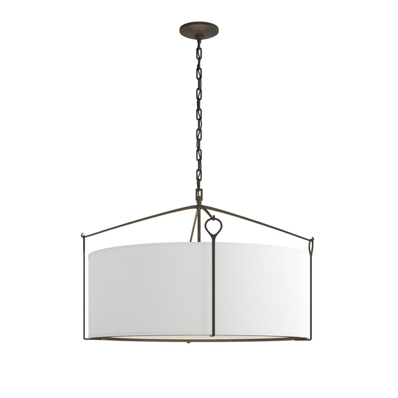 Bow 4 - Light Drum Chandelier, 19.4" H x 30" W x 30" D, Natural Iron, Natural Anna