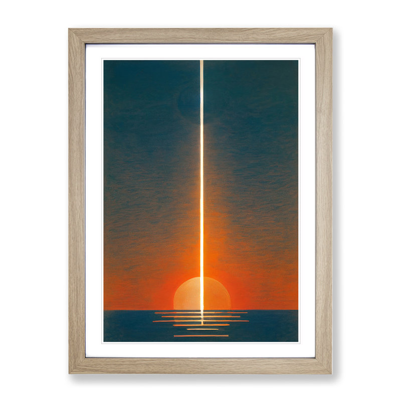 The Unreal Sunset Abstract - Single Picture Frame Print, Oak, 34cm H x 25cm W x 2cm D