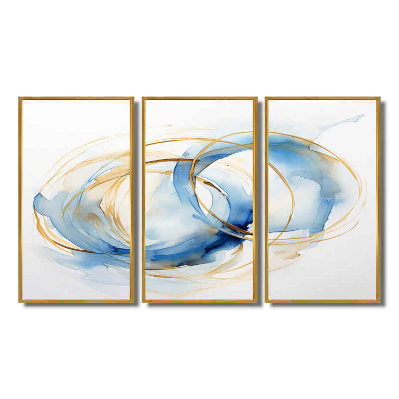 Oaklynn - ensemble d'impression d'art abstrait, Cadre flottant doré, H 28 po x l 36 po x P 1 po