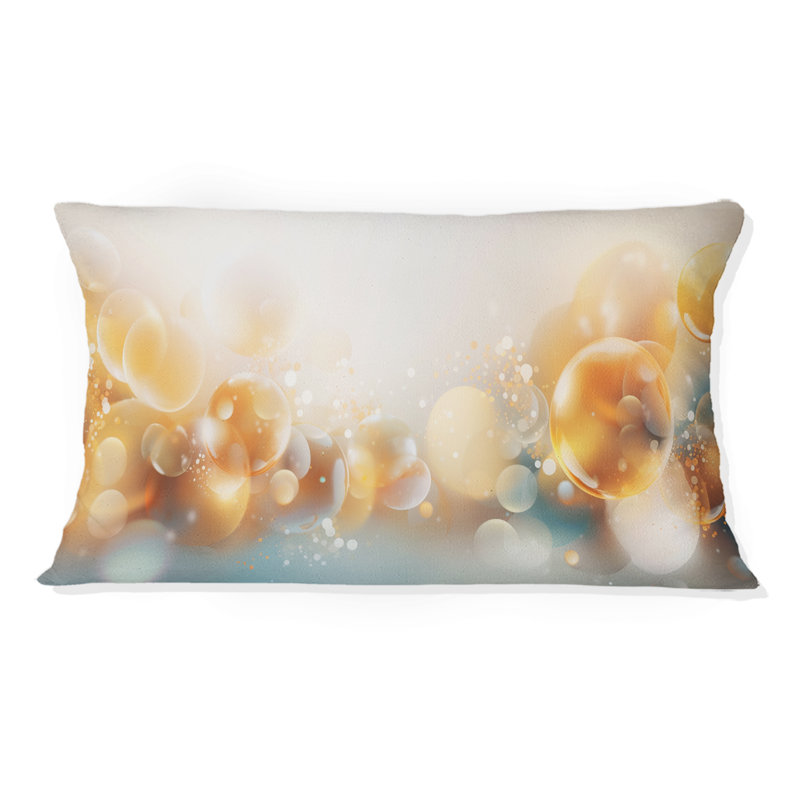 Coussin décoratif doré et blanc «Fractal Tsunami I»