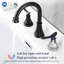Robinet de salle de bain espacé noir mat 8 po - 2 poignées, 3 trous, 360, bec pivotant, robinet et empreinte digitale écoénergétique-128135545