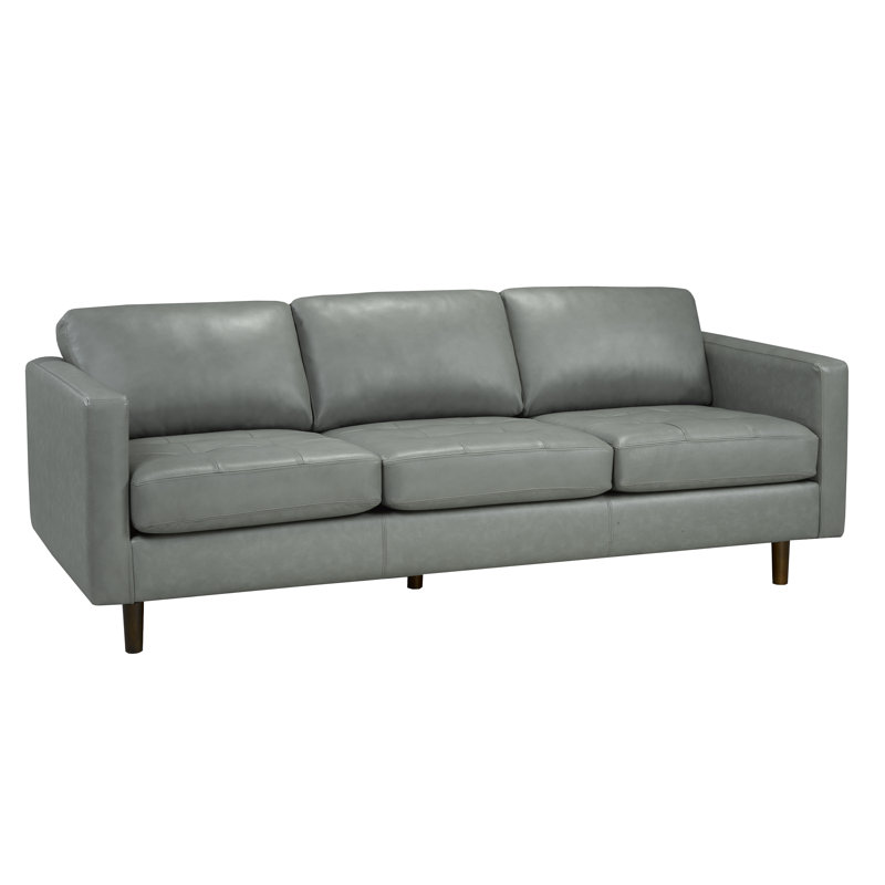 Lassen Upholstered 88'' Sofa, Gray Genuine Leather