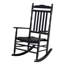 45 po Chaise berçante noire en bois pour l'extérieur avec dossier confortable