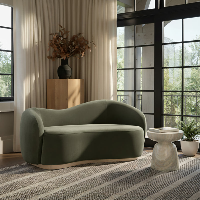 Causeuse en velours Aldana, Velours vert