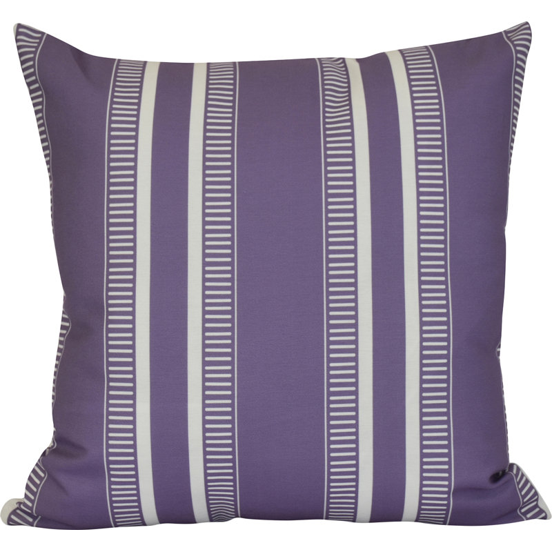 Purple Striped Polyester Square Throw Pillow 18" x 18"
