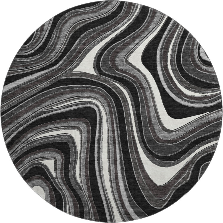 Premium Machine Washable Prisco Black Rug