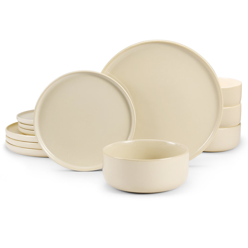  Ceramic Dinnerware Set, 12 Piece, Service For 4, White