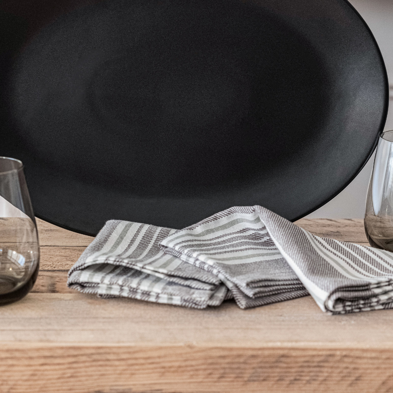 Woven Striped Napkin, Gray