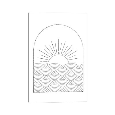 Abstract Line Art Sea and Sun 1 Piece Wall Art on Canvas